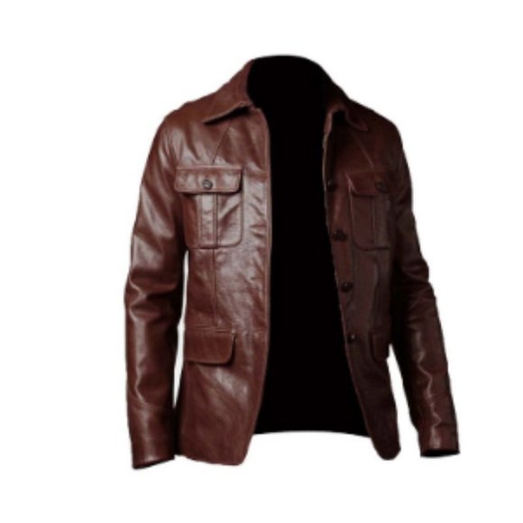 Men's genuine sheep leather 5 button jacket